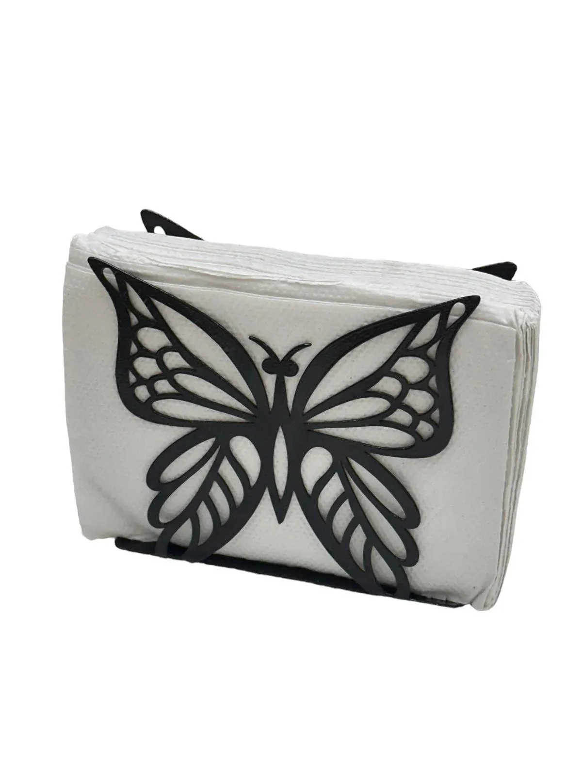 Wooden Twist Butterfly Design Tableware Wrought Iron Napkin Tissue Holder Kitchen Organizer